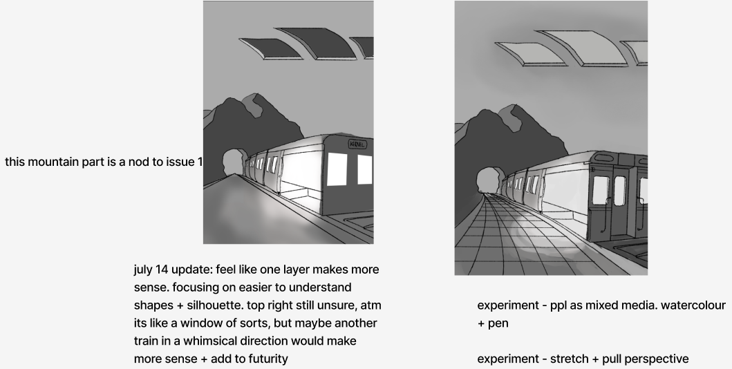 Process sketches and mood board